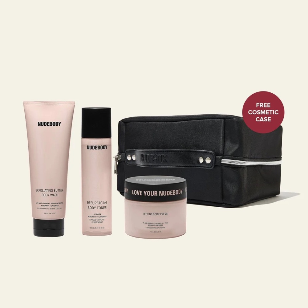 NUDEBODY 3-PIECE KIT WITH COSMETIC CASE
